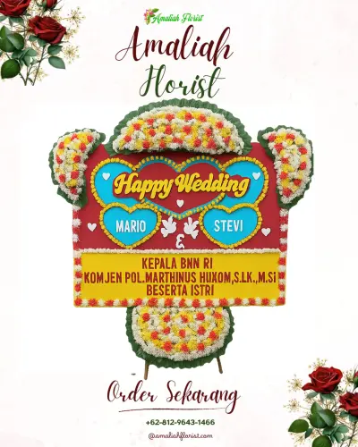Karangan Papan Bunga Pernikahan di Soge